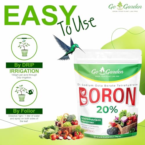 Image of Go Garden Boron 20% Micronutrient Fertilizer for Plants 250g | Water Soluble Boron Powder | Supports Flowering, Fruit Development & Vegetable Growth | Suitable for Garden, Nursery & Agriculture Use