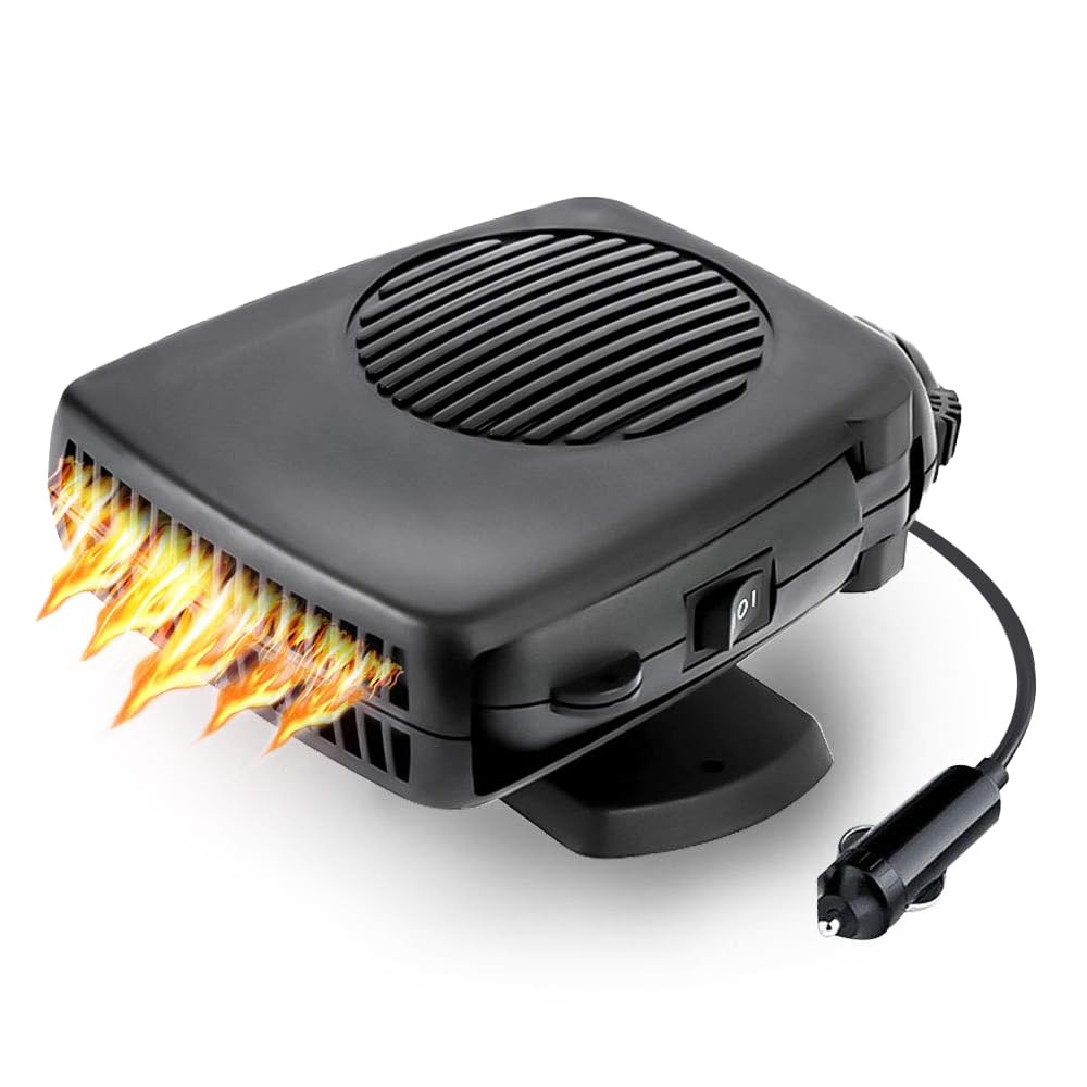Gobesty Car Heater, 12V Auto Heater Defroster That Plug-in Cigarette Lighter, 150W Car Demister, Winter Car Heater Kit for Small Cars