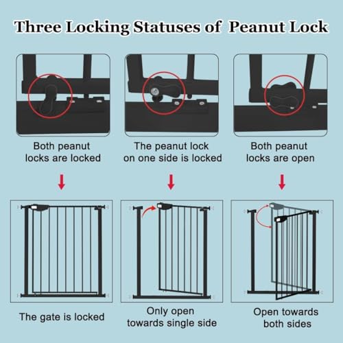 Image of WAOWAO Triple Lock Baby Gate Extra Wide 67.32-72.04 inch Pressure Mounted Walk Through Swing Auto Close Safety Black Metal Dog Pet Puppy Cat for Stairs,Doorways,Kitchen