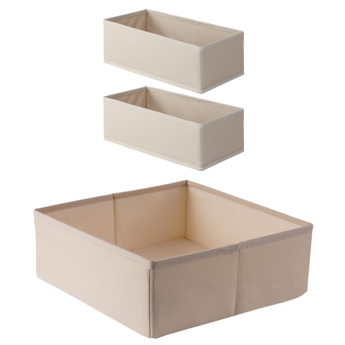SOLUSTRE 3 Stück Bh Organizer aus Stoff in Beige Unterwäscheschublade Aufbewahrungsbox für Socken und Unterwäsche zur Ordnung im Schlafzimmer