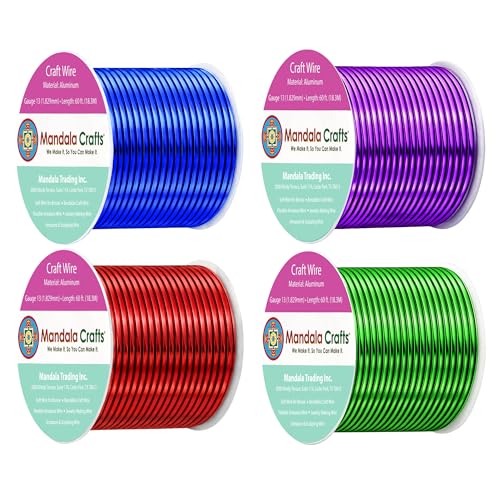 Image of Mandala Crafts 13 Gauge Rainbow Anodized Aluminum Craft Wire, 240 FT | Colored, Flexible, Bendable, for Bonsai, Armature, Sculpting, Wire Wrapping, Jewelry Making, Weather & Tarnish Resistant