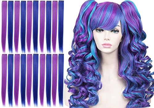 Ynhiag 22 Inch Multiple Color Party Highlights Straight Hair Clip Extension/Hair Extensions Cospaly Fashion Party Christmas Gift Straight Hairpieces For Women Teens Girls Kids 10 Pcs cover
