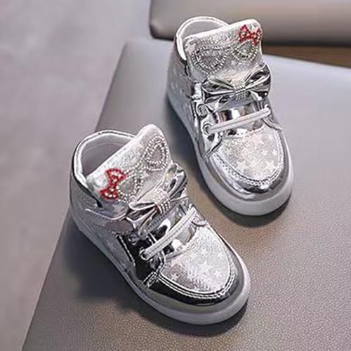 Toddler Girls Sequin Boots Baby Cute Glitter Bowknow Shoes Flat Wide High Top Sneakers Slip On Casual Trainers3