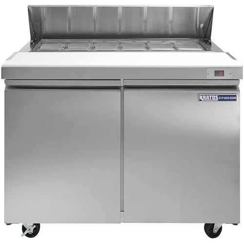Kratos Refrigeration 69K-770 Commercial Sandwich/Salad Prep Table - 2 Doors, 48" W, 12 Pan Capacity, Cutting Board