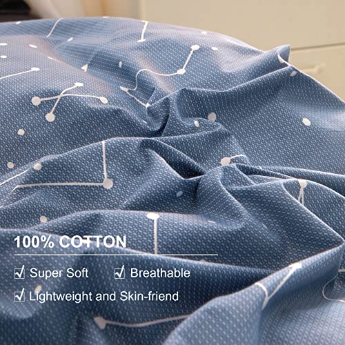 Eavd Modern Style Constellation Duvet Cover Queen Soft 100% Cotton Galaxy Star Pattern Bedding Set With 2 Pillowcases Modern Reversible Grey White Striped Print Duvet Cover With Zipper Closure 4 Ties #TOP3