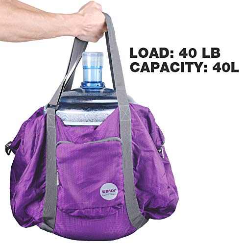 Wandf Foldable Travel Duffel Bag Luggage Sports Gym Water Resistant Nylon (Plum)