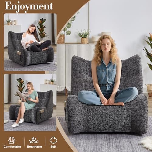 Sillón Plegable Chenille Gris miniatura 3