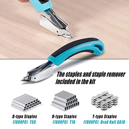 Image of SHALL Staple Gun Heavy Duty, 3-in-1 Upholstery Staple Gun Kit with 3000 Staples, Stapler Remover, Manual Brad Nailer with Specific Staples Outlet Position Indicator