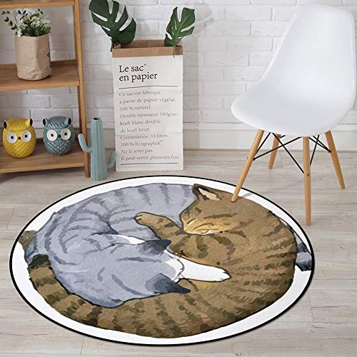Alfombra redonda de gatos alfombrillas antideslizantes para dormitorio