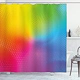 Ambesonne Rainbow Shower Curtain, Vibrant Neon Colors Circles Rounds Dots Radiant Composition...