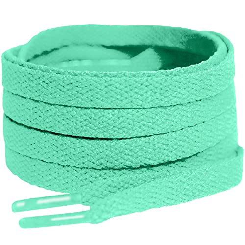 [HIGH FIVE] 靴紐 シューレース 平紐 100cm 120cm 140cm 160cm 無地 スニーカー ローカット ハイカット カラフル SHOELACES 2本セット (turquoise, 100cm)