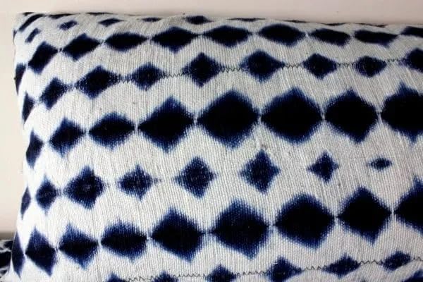 Indigo Lumbar Pillow Gray Designer Handmade Pillow (24x24 inches)