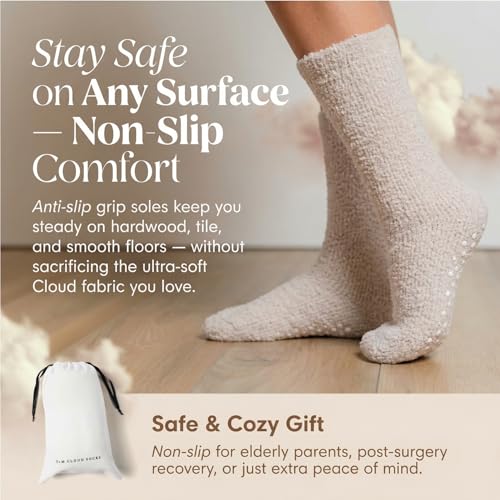 Unboxme Gifts Warm & Cozy Ultra-Luxe Non-Slip Cloud Socks for Women & Men - Super Soft Luxurious Fabric Sleep Socks, Thoughtful Gifts for Mom