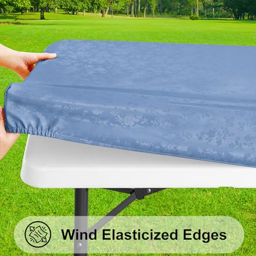 Image of Smiry Heavy Duty Vinyl Fitted Tablecloths for 6 Foot Rectangle Tables