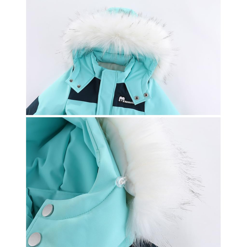 BRONG Bebé Invierno Traje de Nieve Mameluco Niño Niña con Capucha Pelele Polar Abrigo Ropa Cremallera Mono Cortaviento Ropa Exterior Traje de Esquí