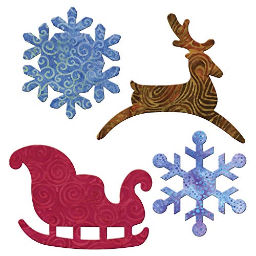 AccuQuilt Go Fabric Cutting Dies It Fits, Sleigh and Snowflakes