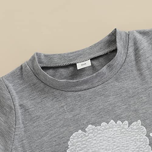 2Pcs Todder Girls Summer Clothes Outfits Short Sleeve Popcorn Pattern T Shirt And Pearl Denim Skirt Set 1-6T (Gray, 18-24 Months) #TOP3