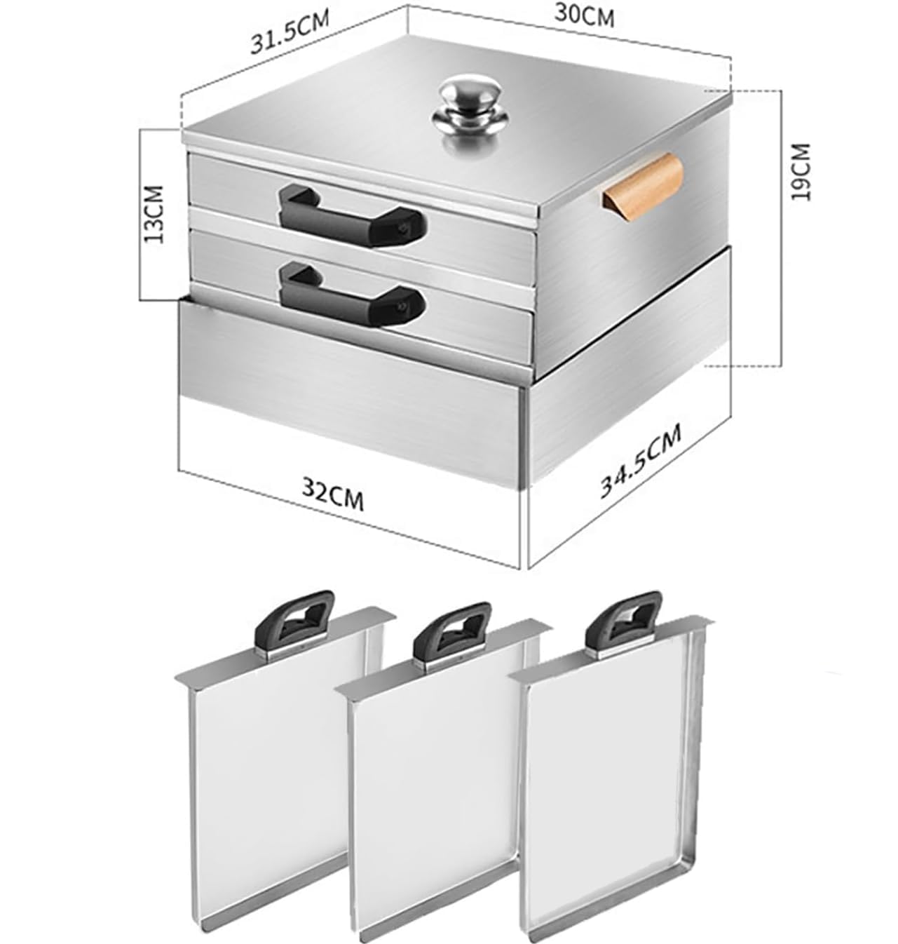 Rotoli di riso per noodle, 2000 W, vaporiera in acciaio inox con 3 vassoi sostituibili e timer per riscaldamento di panini da cucina e ristorante, vapore commerciale