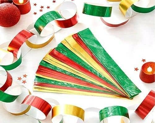 (Pack of 240) Metallic Shiny Paper Chains Peel and Seal Chains Self Adhesive Shiny Foil Paper Chains Ideal for Xmas Party Decoration and Arts and Crafts Attractive Looks and Easy To use