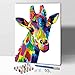 Produktbild ifymei Malen Nach Zahlen für Kinder, Erwachsene und Anfänger, DIY Malen Nach Zahlen Tiere für Mädchen und Jungen, Bunte Giraffe 30 x 40 Zentimeter, Mit Rahmen - Kinder über 6 Jahre