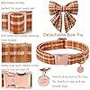 UP URARA PUP Fall Plaid Dog Collar and Bow Tie Set – Brown Orange Checkered Adjustable Collar with Maple Leaf Charm for Small Medium Large Dogs, Soft Cotton Puppy Collar with Quick Release Buckle #1