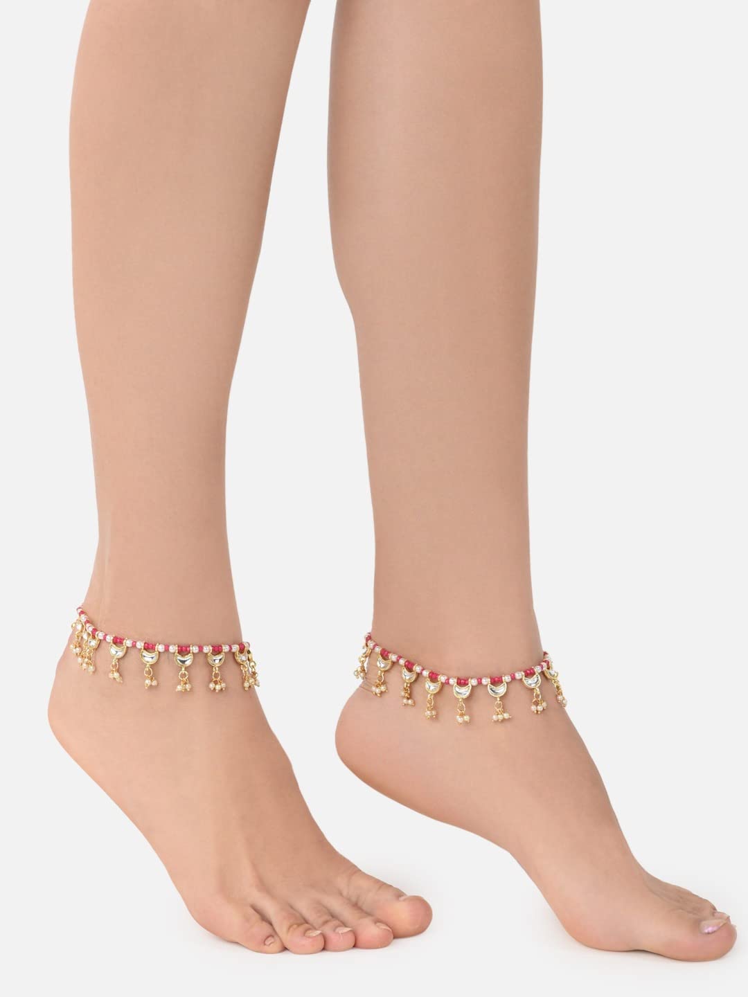 Kundan Drop Anklets for Women-ZPFK11553