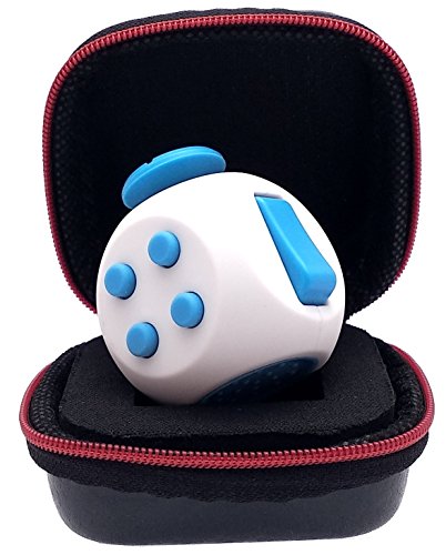 PILPOC theFube Fidget Cube - Premium Quality Fidget Cube Ball with Exclusive Protective Case, Stress Relief Toy (White & Blue)