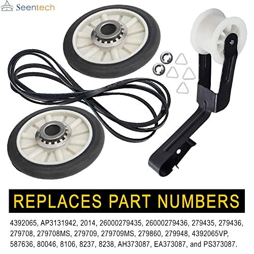 Seentech 4392065 Dryer Repair Kit With 349241T Drum Roller Kit, 691366 Idler Pulley 341241 Belt by Seentech - Exact fit for Whirlpool & Kenmore Dryers - Replaces AP3131942 AP3098345 AP6010582 WP691366 - Thumbnail 3