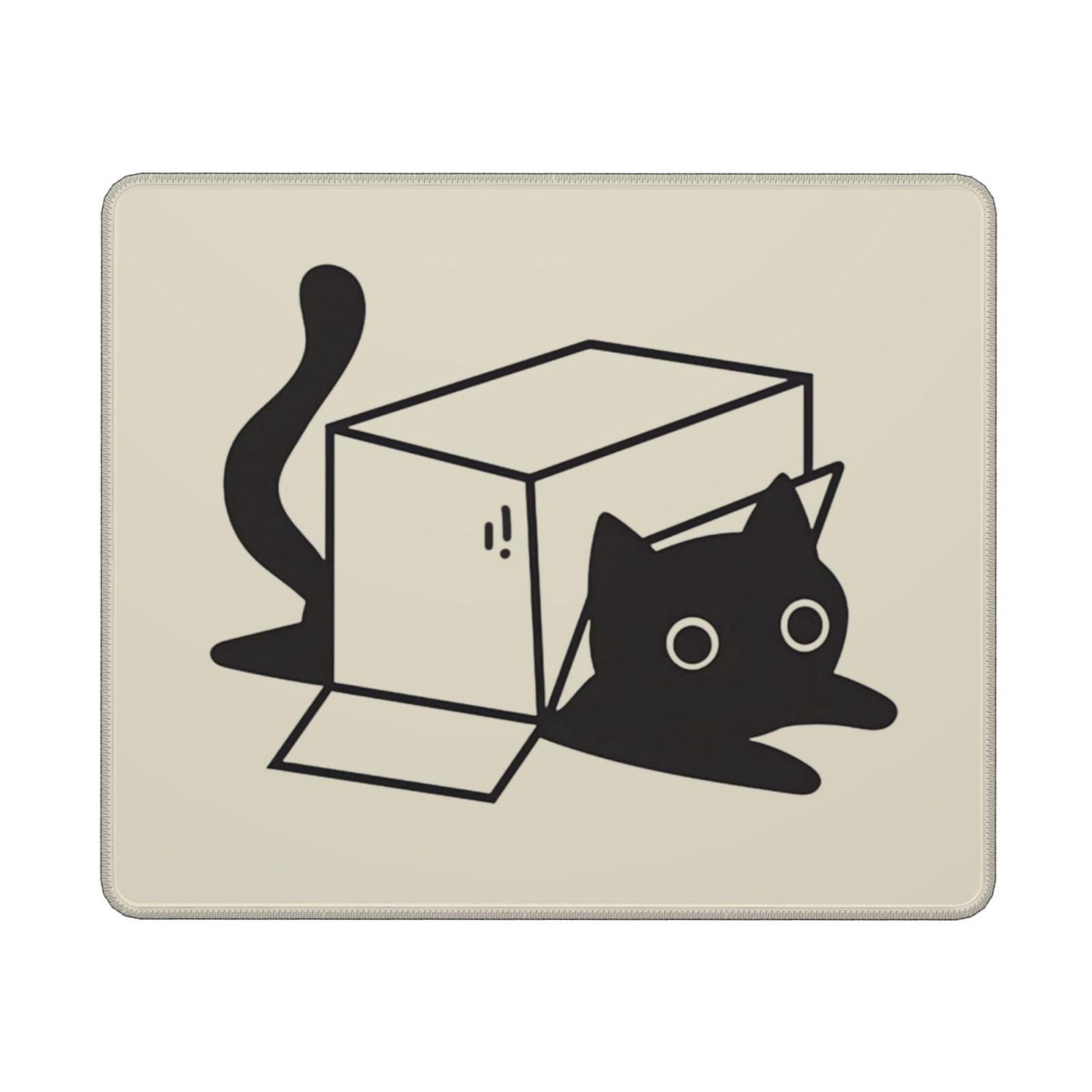 Funny Black Cat Mouse Pad Cute Square Mouse Pads for Wireless Mouse Small Office Computer Mousepad for Desk Laptop with Non-Slip Rubber Base Mouse Mat, Playing Cat