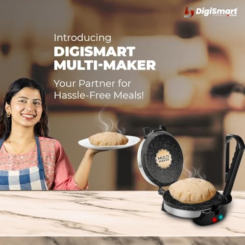Image of DIGISMART 1000W Electric Roti Maker for Roti /Chapati /Khakra /Paratha /Thepla, Super Smooth Non-Stick Coating, Cool Touch Handle,Fast Heating to ready Quick Meal, Shock Proof Body,1 Year Warranty(Black)