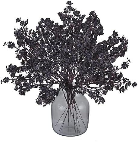 Momkids 15 Pcs Baby Breath Flowers Faux Artificial Gypsophila Fabric Cloth Bouquet Fake Black Silk Flower Real Touch Flower for Hotel Home Office Kitchen Bathroom Wedding Party Decoration (Black)