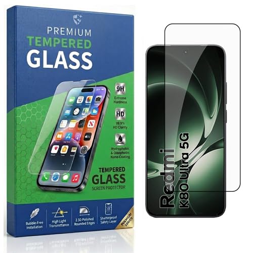 Image of Tempered Glass Compatible With Redmi K80 Ultra 5G 6.83 | 9H Hardness | HD Clarity | Anti-Fingerprint | High Touch Sensitivity | Premium Screen Protector Guard