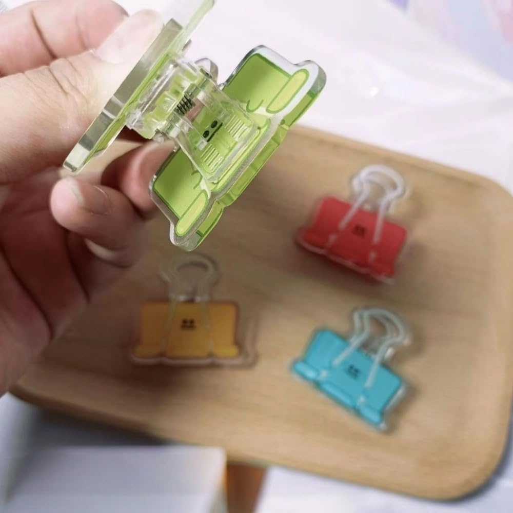 Confezione da 10 clip multicolori in acrilico per raccoglitori a forma di viso carino, clip per pianificazione, forniture per ufficio, cancelleria (giallo)