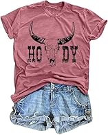 Material: Women's Cowgirl T-Shirts are made from high-quality, breathable fabric that ensures softness and comfort; The lightweight material keeps you cool during casual summer outings or country-themed events Unique Design: Howdy Cowgirl Tee Shirts ...
