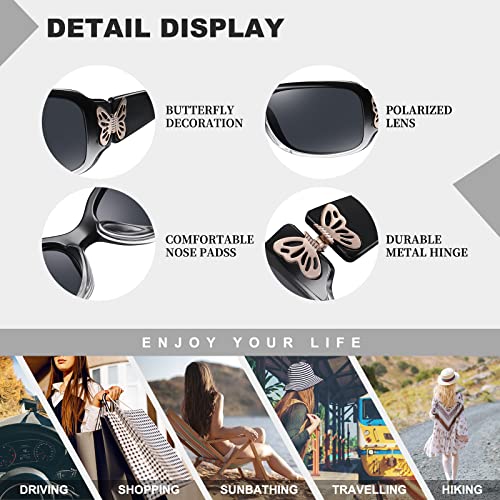 Image of HAOLOTA Women's Polarized Sunglasses - Fashionable Wraparound Butterfly Design with UV400 Protection