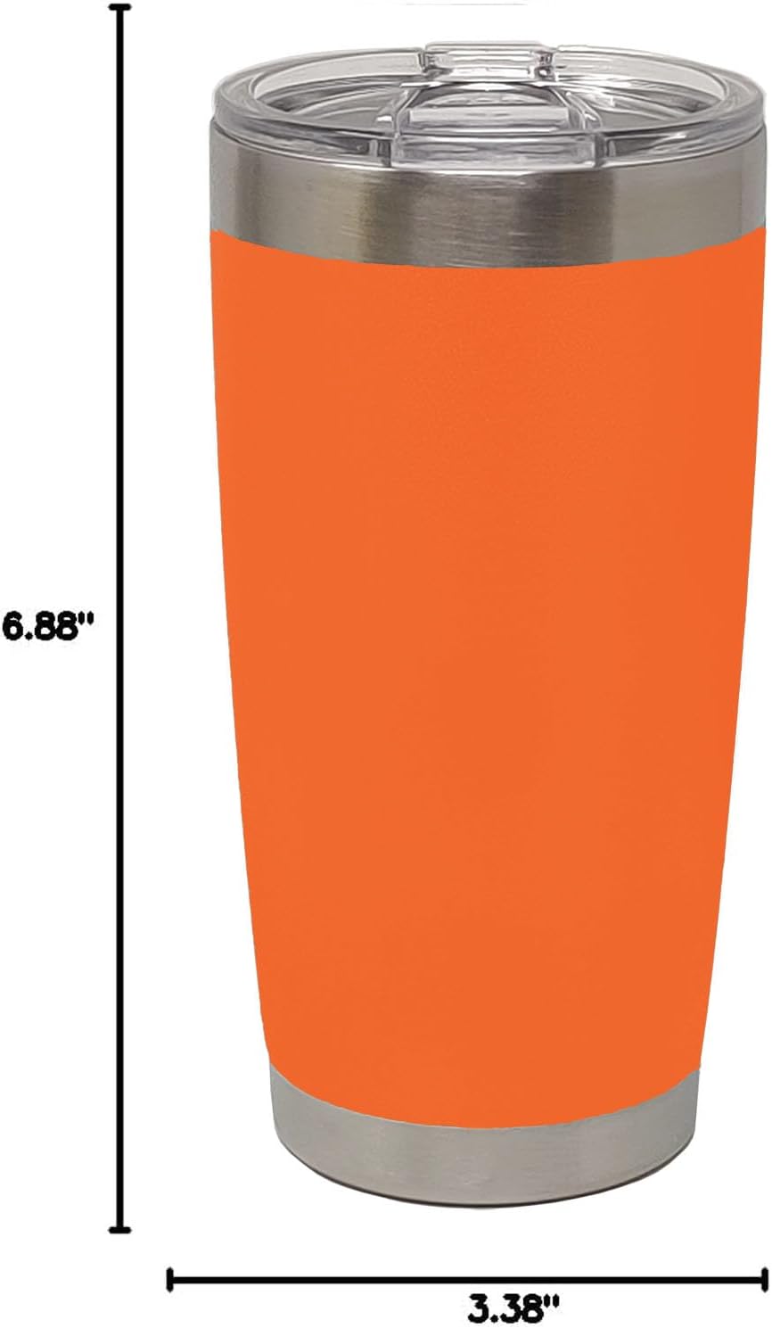 LaserGram 20oz Vacuum Insulated Tumbler Mug, Deer, Personalized Engraving Included (Orange)