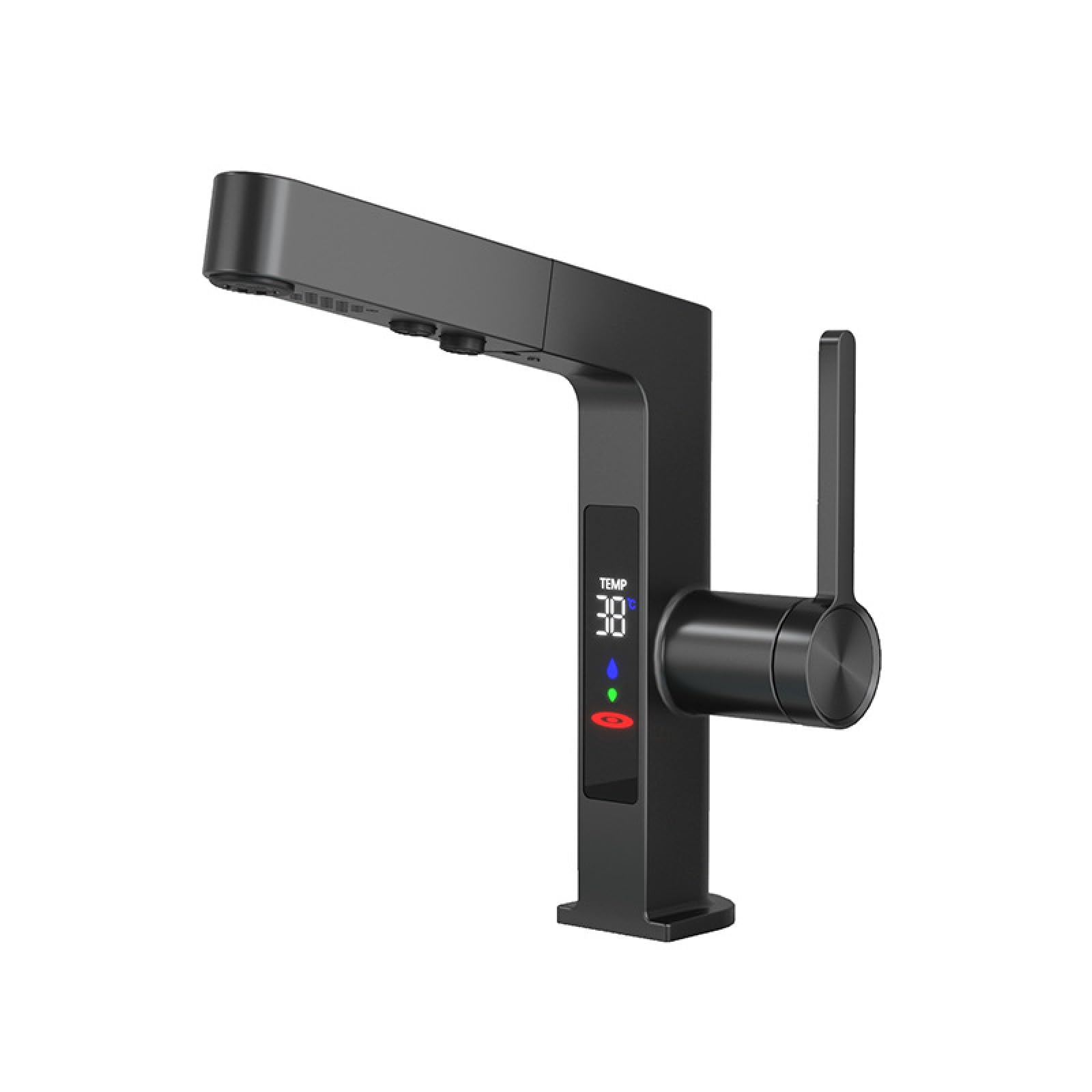 Fanjubei Often Showing Black Color All-Copper Intelligent Pull-Out Digital Hot And Cold Water Faucet, Digital Display Black