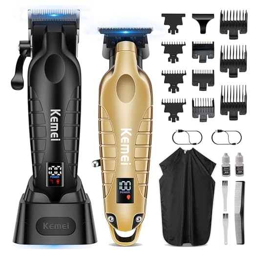 KEMEI 2293 2290D Aparadores de cabelo sem fio para homens profissionais, aparador de cabelo, conjunto de cortadores e aparadores de barbeiro masculino, kit elétrico de corte de cabelo, aparador para