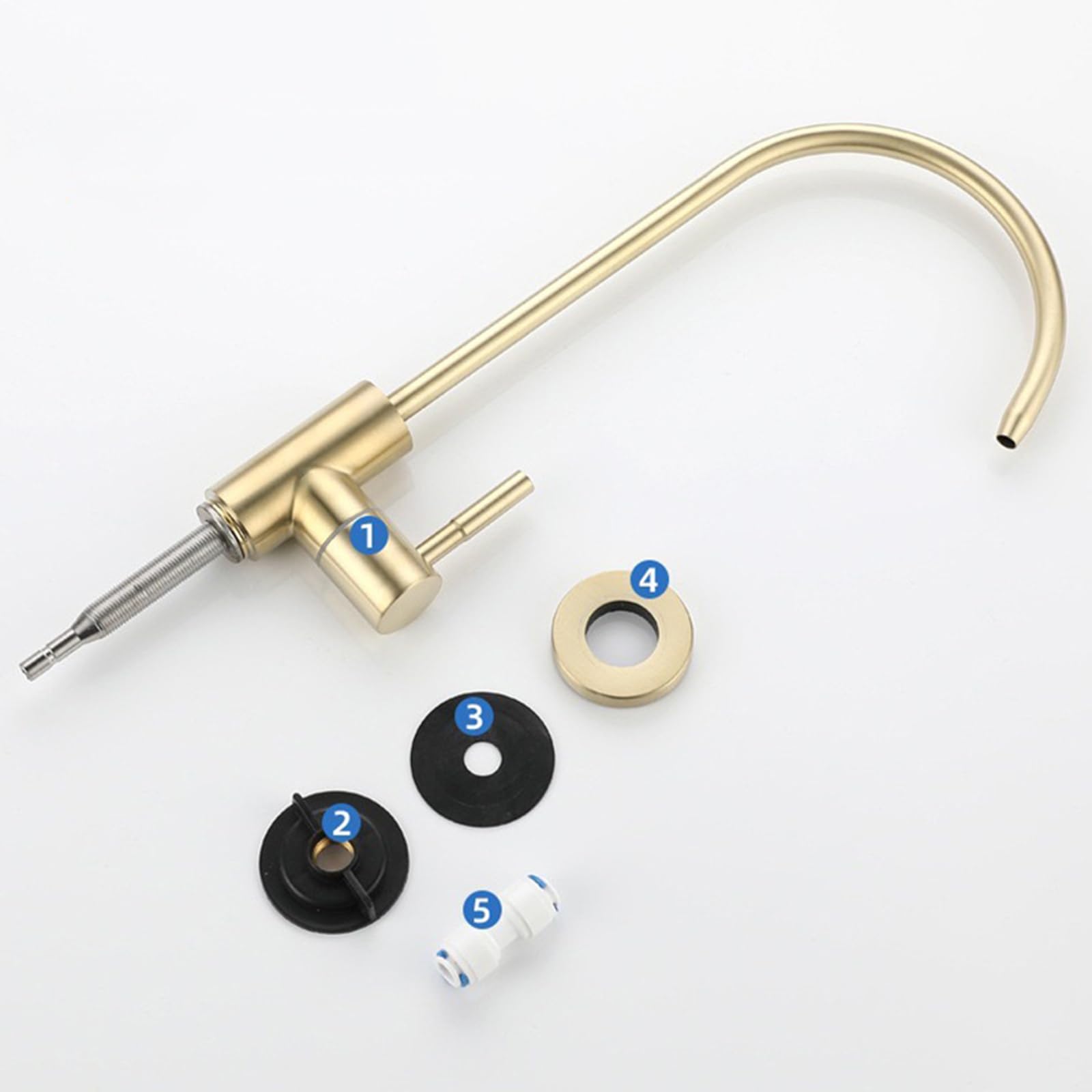 Robinet D'Eau Potable Robinet Pour Osmoseur Robinet Col De Cygne Acier Inoxydable 1/4,Or Brossé
