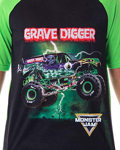 INTIMO Monster Jam Boys' Grave Digger Monster Truck Shirt And Shorts 2 Piece Pajama Set2