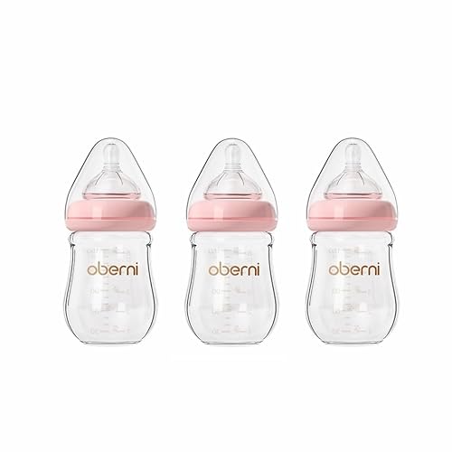 Biberones de cristal, biberón anticólico para lactancia materna con respuesta natural, tamaño S, cuello ancho y flujo lento para bebé, recién