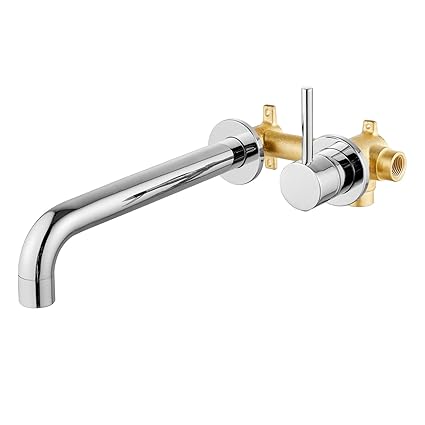 Aolemi Bathroom Wall Mount Bathtub Faucet,Polished Chrome Single Handle Wall Bathroom Faucet Rough in Valve Included Waterfall Swivel Spout Basin Mixer Tap