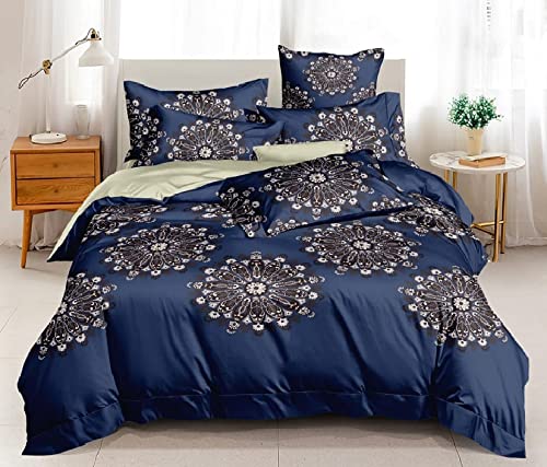 350 TC Microfiber Glace Cotton AC Bedding Set with Comforter and Pillow Covers for Double Bed 4 Peice Set 1 Flat Bedsheets 1 Comforter 2 Pillow Covers (Bed Set, Multicolor-image-20