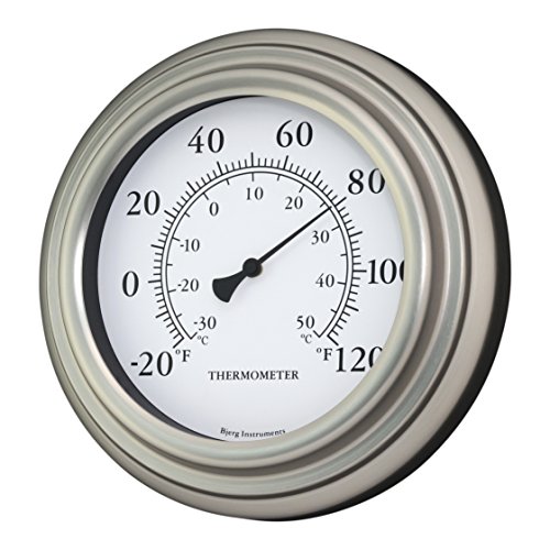 8" Satin Nickel Finish Decorative Indoor / Outdoor Thermometer #TOP6