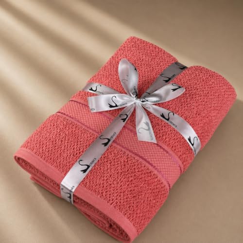 Image of SENSES By Riba Cotton Towels for Bath 550 GSM - Bright Pink, 1 Pc | Super Soft, Large Size, Absorbent, Lightweight, Antimicrobial, Low Linting