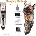Professionnel USB Clippers pour chiens Faible bruit Trimmers rechargeables pour animaux de compagnie Kit de grooming pour animaux sans fil LED Affichez la lame de remplacement des kits d'ongles