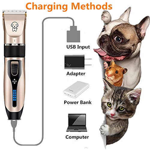 Professional Usb Dog Clippers Low Noise Rechargeable Pet Trimmers Cordless Pet Grooming Kit Electric Pet Hair Clippers Dog Shavers With Led Display Nail Kits Replacement Blade #TOP2
