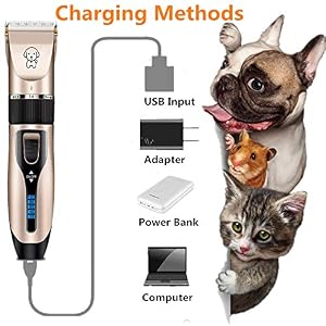 Professional USB Dog Clippers Low Noise Rechargeable Pet Trimmers Cordless Pet Grooming Kit Electric Pet Hair Clippers Dog Shavers with LED Display Nail Kits Replacement Blade Professional USB Dog Clippers Low Noise Rechargeable Pet Trimmers Cordless Pet Grooming Kit Electric Pet Hair Clippers Dog Shavers with LED Display Nail Kits Replacement Blade