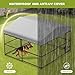 10×10×6FT Large Heavy Duty Outdoor Kennel, Weatherproof Metal Dog Cage with Lock, Swivel Stainless Steel Feeding Bowl and Waterproof Top Cover, Fits XL Size/All Dog Breeds, Ships in Two Packages
