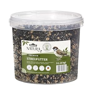 Dehner Natura Premium Wildvogelfutter, Streufutter, Ganzjahresfutter proteinreich / energiereich, hochwertiges Vogelfutter für Wildvögel, im Eimer, 3 kg (5 l)